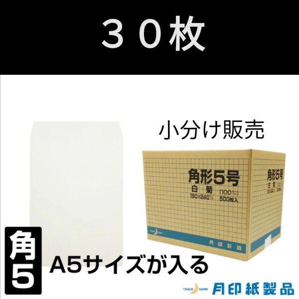封筒 角5 ホワイト 107g/㎡ 月印紙製品 30枚