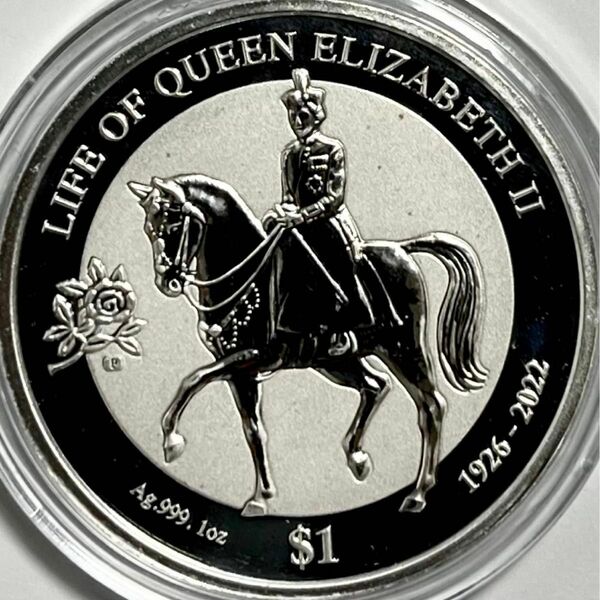2022年リバース銀貨英領ヴァージン諸島 エリザベス女王治世記念銀貨 2つの肖像（ダブルエフィジー）逆艶消し仕上げ
