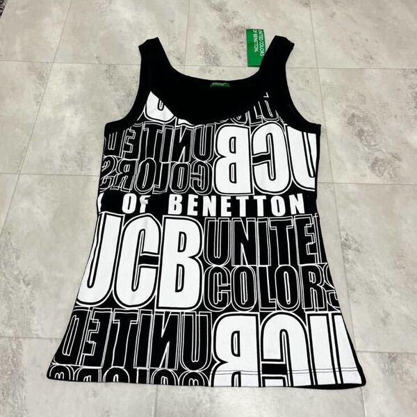 新品 ベネトン BENETTON タンクトップ ノースリーブ トップス ロゴプリント フリーサイズ