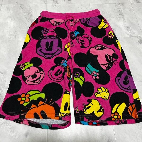 TDL/TDS ディズニーリゾート ミニー総柄 ハーフパンツ ピンク Mサイズ