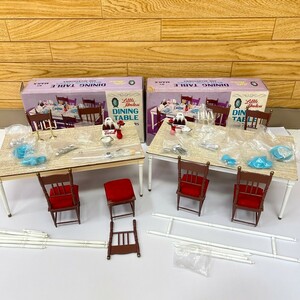 ジャンク MARX TOYS レトロ ミニチュア リトルホステス 人形家具 テーブル 椅子 食器 ダイニングテーブルセット 2個！