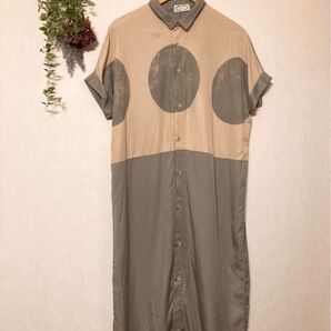 〇 cawaii ドット ワンピース グレー