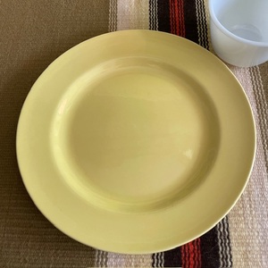  valuable!50's America antique yellow color Francis can large plate plate USA Vintage tableware modern / Mid-century .. city fireking