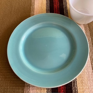 貴重！50's アメリカアンティーク　フランシスカン皿プレート　ターコイズブルー　USAヴィンテージ食器モダン/西海岸ミッドセンチュリー