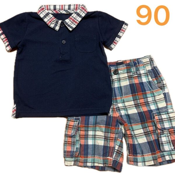 西松屋 半袖ポロシャツ 95、babyGap ハーフパンツ 90 2点セット セットアップ