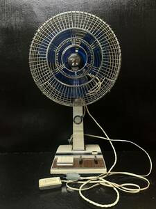  beautiful goods working properly goods SANYO electric fan EF-6AZ 3 sheets wings wood grain Sanyo Dynamic Wide dynamic wide blue Showa Retro 