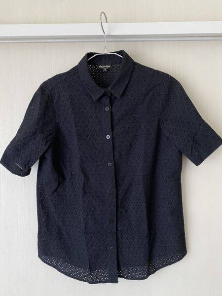 steven alan スティーブンアラン コットンレース半袖シャツ Sサイズ ハーフスリーブシャツ ブラック アメリカ製 made in USA 黒