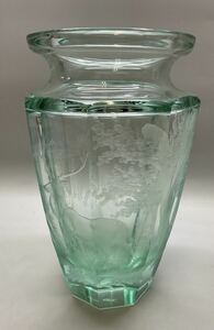 Moser モーゼル クリスタルガラス ETERNITY グラヴィール鹿図フラワーベース 花瓶 花器 置物 