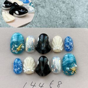 ネイルチップニュアンス海3Dシャチ貝殻マーメイドくらげ個性派923