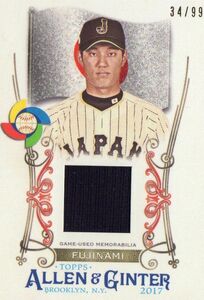 ［即決］Topps 藤浪晋太郎 WBC 限定 /99 2017 World Baseball Classic ALLEN＆GINTER Game-Used Memorabilia 侍ジャパン