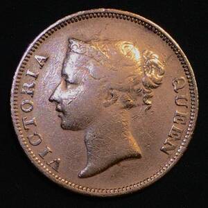 1845年　東インド会社　海峡植民地　英領 ヴィクトリア女王 1セント銅貨 ヤングヴィクトリア 本物保証