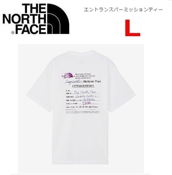 THE NORTH FACE ザノースフェイス エントランスパーミッションＴシャツ ホワイト L　NT32439　メンズ　バックプリント　アウトドア