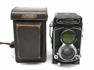 0602-128T⑨23722 フィルムカメラ MINOLTA ミノルタ AUTOCORD レンズ VIEW ROKKOR 1:3.2 f=75mm,1:3.5 f=75mm ケース付き