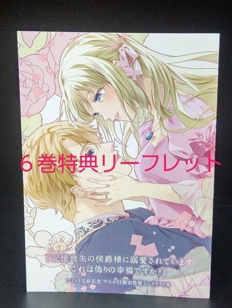 記憶喪失の侯爵様に溺愛されています これは偽りの幸福ですか? 6 アニメイト特典 リーフレット