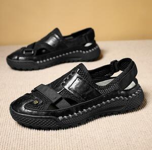  outdoor sandals slip-on shoes mesh ventilation new goods * men's driving shoes casual man shoes [9880] black 27.5cm
