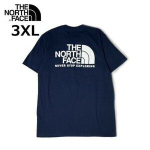 1円～!売切!【正規新品】THE NORTH FACE S/S THROWBACK TEE 半袖 Tシャツ US限定 バックプリント 男女兼用 ビッグサイズ(3XL)紺 180902-13