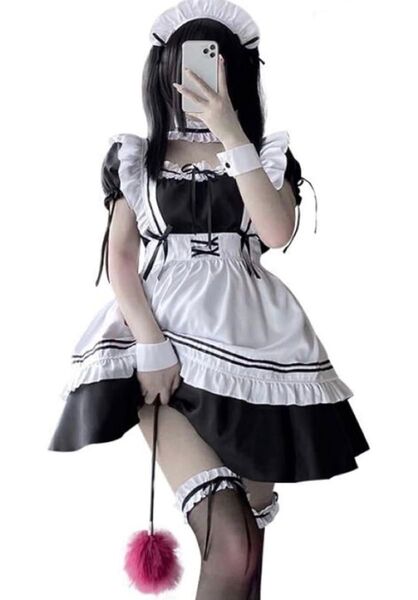 ロリータ 8点セット ゴスロリ ワンピース メイド コスプレ 萌え 衣装 ハロウィン クリスマス 人気cosplay コスチューム