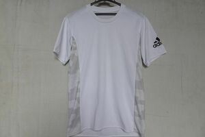 adidas/アディダス/半袖Tシャツ/速乾性素材/身頃脇グラフィックプリント生地切替/肩ヨーク針抜き生地切替/白/ホワイト/Lサイズ(6/4R)