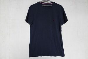 TOMMY HILFIGER/トミーヒルフィガー/半袖Tシャツ/ストレッチ性素材/ワンポイントししゅう/フィット感/紺/ネイビー/Lサイズ(6/6R)