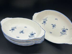 NORITAKE オーバルプレート ブルー 花柄 小皿