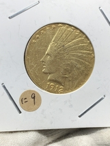 Ω1912年 アメリカ インディアンヘッドイーグル 10ドル メダル レア希少記念 古銭硬貨金貨KGP 海外復刻参考レプリカコイン に9_画像1