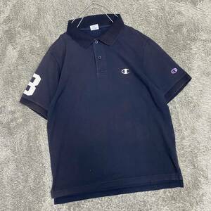 Champion チャンピオン ポロシャツ 半袖シャツ サイズL ネイビー 紺色 メンズ トップス 最落なし （I20）