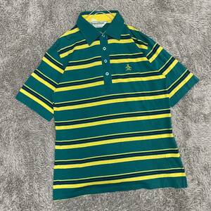Munsingwear マンシングウェア ポロシャツ 半袖シャツ ボーダー サイズL グリーン 緑 レディース トップス 最落なし （I20）