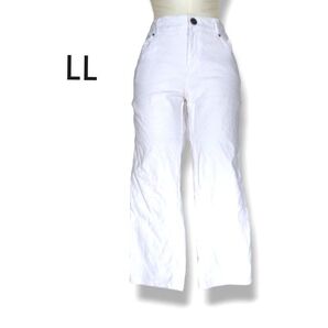 夢展望 Newlyme 7分丈ストレッチパンツ ホワイト レーヨン LL