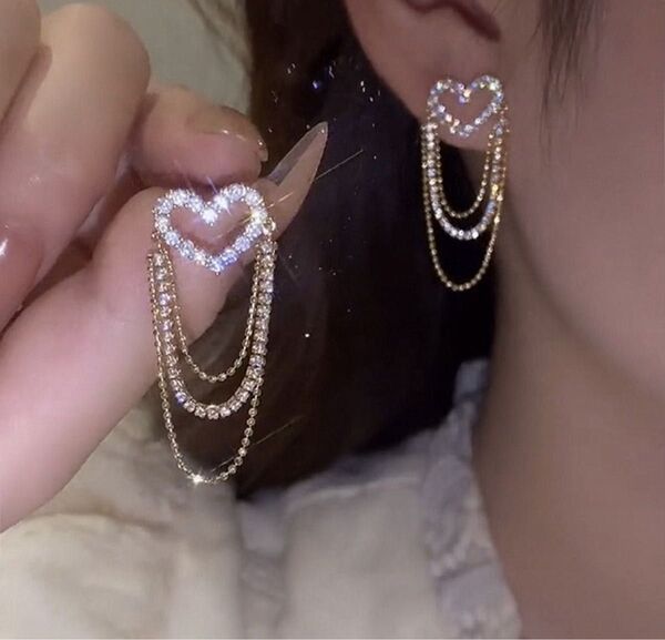 【SALE】シルバー ゴールド ピアス ハート ゴージャス かわいい 個性派