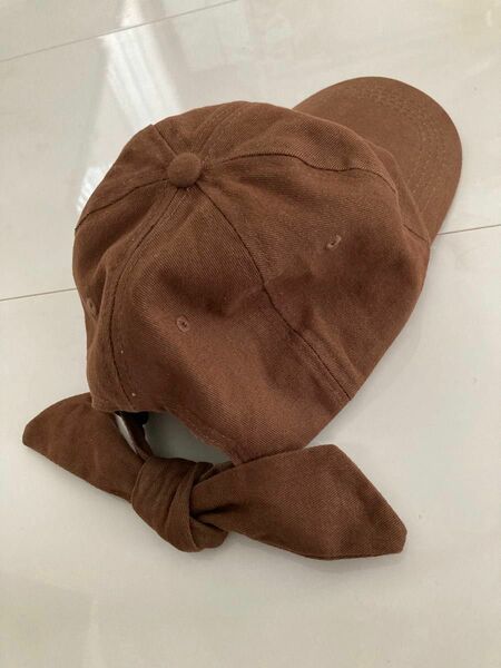 キャップ　バックリボン　帽子　綿100% レディース　　茶色　ブラウン　クーポン