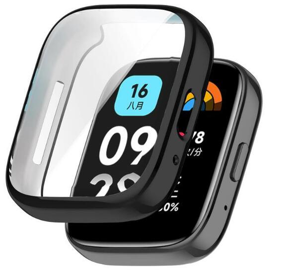 Xiaomi Redmi Watch 3 Active アクティブ ブラック カバー フィルム ケース 液晶画面保護 TPU スマートウォッチ ソフト