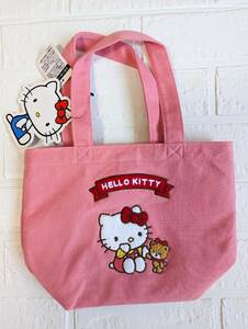 入手困難！【新品】タグつき ☆ハローキティ　HELLO KITTY　ミニトートバック　ピンク　サガラ刺繍　推し活　サンリオ　レア　サブバック☆