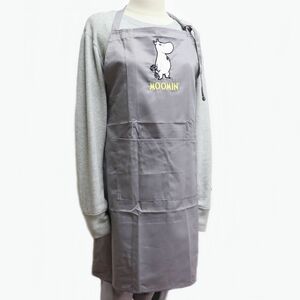 * Moomin MOOMIN new goods lovely ... embroidery with pocket neck .. type apron ash gray [MOOMINA-GRY1N] one ACC*QWER*