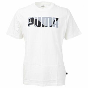 * стоимость доставки 390 иен возможность товар Puma PUMA новый товар мужской с логотипом графика хлопок короткий рукав футболка белый L размер [678472-02-L] три .*QWER*