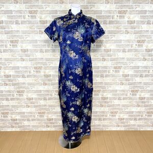 1 jpy China dress single goods cat pohs possible long One-piece 40 largish size blue pattern color dress kyabadore Event used 5367