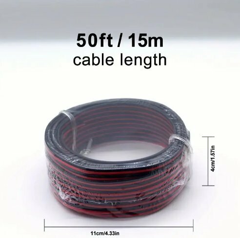 15ｍ　22AWG 電線 ケーブル　スピーカー CCA（銅被覆アルミニウム）＆TCCA（銅クラッドアルミニウム）素材　ホームシアタースピーカー