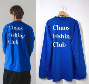 【美品】Chaos Fishing Club カオスフィッシングクラブ 長袖ロゴTシャツ L ブルー 青 ロンT