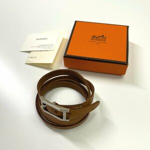 【正規品】HERMES エルメス アピ3 レザー 4連 ブレスレット ブラウン 茶 G刻印 API3