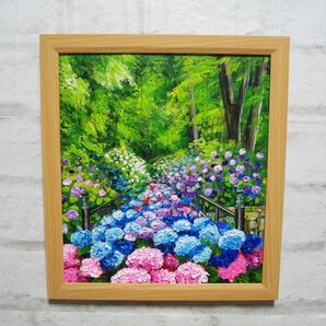 油絵 油彩 油彩画 絵 絵画【紫陽花の階段】