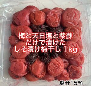 紀州南高梅 訳あり 梅と天日塩と紫蘇だけで漬けたしそ漬け梅 1kg 梅干し 塩分15%