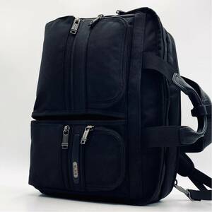 1円~極美品 TUMI トゥミ 3way メンズ ビジネスバッグ リュックサック ブリーフケース 斜め掛け レザー バリスティックナイロン A4+PC可 黒