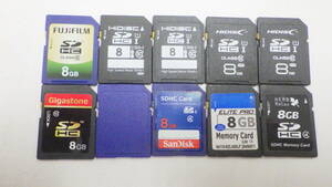 SanDisk FUJIFILMなど SDHCカード　8GB　10枚セット　中古動作品