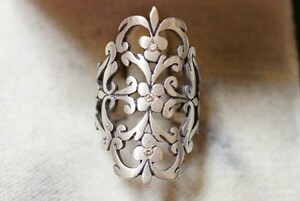 46 UZU/ウズ 天然ダイヤモンド シルバー リング 指輪 ヴィンテージ アクセサリー SILVER刻印 アンティーク 天然石 宝石 装飾品