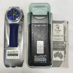 *[SWATCH/ Swatch ]IRONY Irony CHRONOGRAPH chronograph quartz wristwatch The Sydney Olympics model blue blue * flat battery 