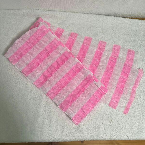 美品！　帯　浴衣　女の子　ボーダー　ピンク　飾り帯　兵児帯