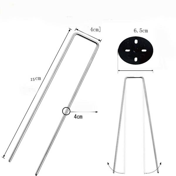 シート 押さえ ピン 太さ4MM 長さ15cm U型杭&黒丸 Uピン ヘアピン杭 押え杭 U型
