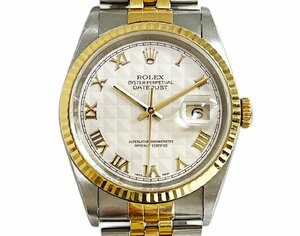 ROLEX ロレックス 腕時計 16233 P番台 デイトジャスト メンズ ピラミッドローマン文字盤 K18/SS コンビ 自動巻き AT 箱 ギャラ有 稼働品