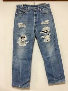 S-1217 USA製 Levi's リーバイス 501xx デニムパンツ W36 アメカジ 552刻印 90's ビンテージ リペア ジーンズ ジーパン 