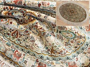 魁◆細密手織ペルシャ絨毯 総シルク 100万ノット 91×62.5㎝ オーバル 出来栄え最高峰傑作