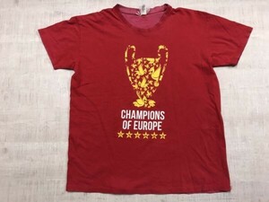 ヨーロッパ UEFAチャンピオンズリーグ リヴァプールFC 2019 スポーツ サッカー クラブチーム 半袖Tシャツ カットソー メンズ L 赤